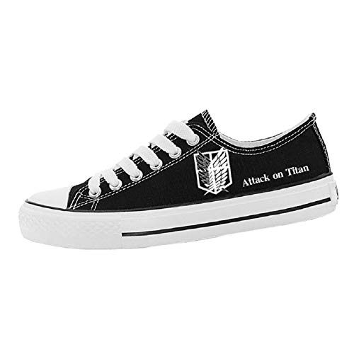 Preisvergleich Produktbild Dailygocn AOT Cosplay Schuhe Erwachsene Niedrige Sneakers Anime Logo Gedruckt Segeltuch Trainer Schnüren Sportschuhe für Herren