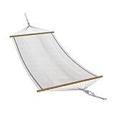 XXL Outdoor Hängematte Trinidad mit gesticktem Muster-Streifen | Stabhängematte wollweiß | atmungsaktiv | Spreizstab - 4