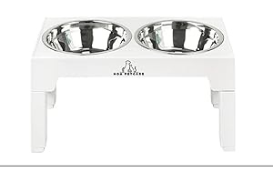 H&A PETCARE 3-in-1 Raised Dog And Cat Bowl: Elevated Feeding Bowl with Slow Feeder, Non-Spill Water Dispenser, and 4 Adjustable Heights – Perfect for Small, Medium, and Large Dogs and Cats" (White)