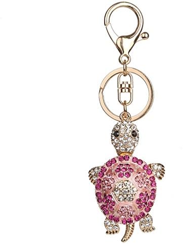 SKYlive Keyrings Women, Turtle Tortoise Rhinestone Keychain Bag Key Ring (red)