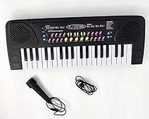 kgn toy 37 key piano keyboard with recording function and microphone play toy musical toy for kids (37 key piano_1)-Black