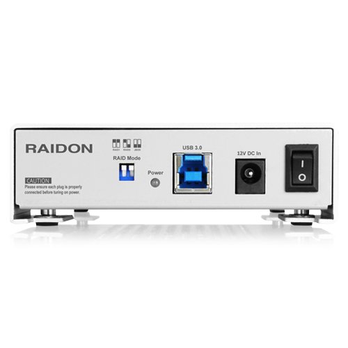 Raidon GR2660-B3 Externes USB 3.0 RAID-System für 2x 2,5″ (6,35 cm) SATA HDD/SSD mit SATA III und UASP Unterstützung, trägerloses Design silber - 3