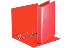 Esselte - Esselte Essentials - 49713 - Classeur à anneaux personnalisable - A4 - Capacité de 280 feuilles - Carton recouvert de polypropylène - 4 anneaux - Rouge