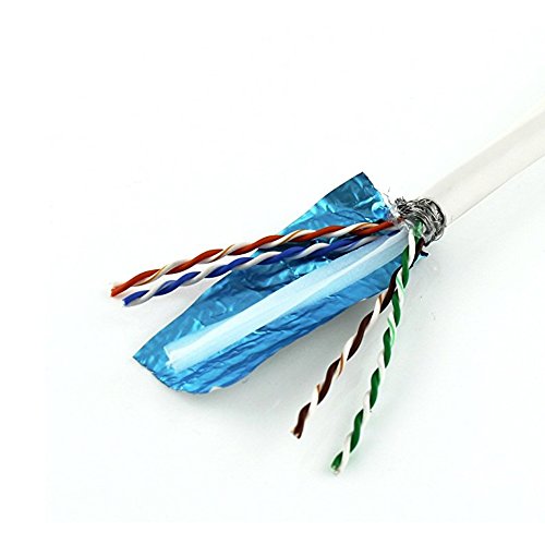 Verlegekabel Cat.6 100m SFTP dreifach geschirmt - steifes Kabel zum Anschluss an Netzwerkodsen und Patchpanel über LSA AWG23