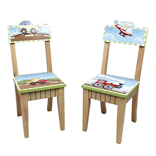 Fantasy Fields by Teamson Transportation Childrens Wooden Toddler Playtime Set of 2 Chairs 9946A2