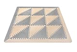 Superficie: 161 x 161 cm. LuBabymats - Alfombra puzzle infantil para bebés de Foam (EVA), suelo extra acolchado para niños, color gris y beige