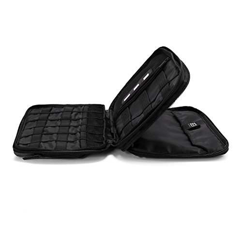 BAGSMART Kompakte Eletronik Aufbewahrungstasche Doppelte Fächer für Tablet, USB Stick , Kabel, Speicherkarte Schwarz - 7
