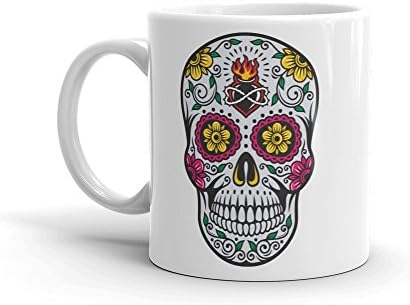 Yellow Flowers Sugar Skull Mug - Girls Mexican Dia de los Muertos Fun Gift #4677