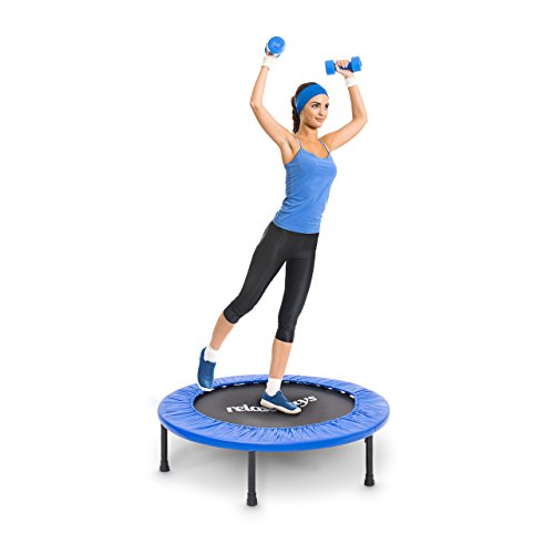 Relaxdays Fitness Trampolin, Durchmesser, Indoortrampolin, belastbar bis 100 kg, Fitness und Ausdauertraining, blau - 2