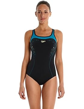Speedo Spdfit Kbck 2 Af Costume da Bagno Adulto, Nero/Peacock Blue/Giallo Fluo, IT 40 (FR : 36)