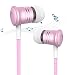 Produktbild in Ear Kopfhörer Saiveina Neue Version 2018 Headset Ohrhörer mit Tasche mit Mikrofon Magnetverschluss Noise Cancelling (für iPhone Samsung Smartphone Tablets iPad PC MP3 Players)(Rosa)