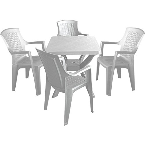 Robuster Gartentisch Campingtisch Beistelltisch 70x70cm Vollkunststoff Balkontisch Terrassentisch Kunststofftisch – Weiss - 3