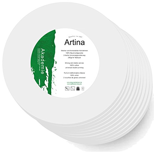 Artina Akademie Leinwand auf Keilrahmen rund Ø 20 cm 10er Set 280g/m²