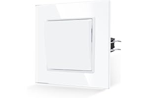 JIMEIDA Włącznik światła podtynkowy szklany 1-drożny, 1-drożny, biały, przełącznik ścienny, 10 A, 250 V
