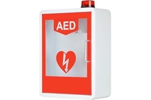 McbeAn AED Defibrillator Storage Cabinet, Wall-mounted Cardiac Defibrillation Alarm Box with Light and Alarm System, Double Switch Control, First Aid Case, Fits Most AED Models, for Home Office