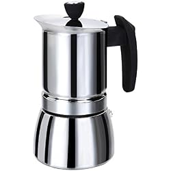 ROSSETTO Cafetière Italienne en INOX- Poignée Noir 10 Tasses Expresso