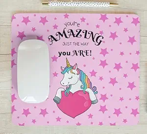 Truehype Youu are Amazing Just The Way You are Unicorn Quotes Printed 3m Mouse Pad for Girls, Mouse pad for Laptop, Mousepad for pc, Laptop pad, Mouse pad Small, Laptop Mouse pad, Best Mouse pad.