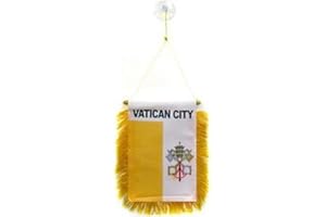 AZ FLAG Fanion Vatican 15x10cm - Mini Drapeau Vatican 10 x 15 cm spécial Voiture - Bannière