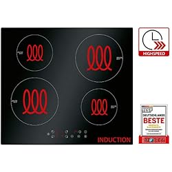 Plaque de cuisson à induction encastrable Bomann EBKI 961-60 cm - 4 zones de cuisson - Commande tactile - Fonction minuterie - 9 niveaux de puissance