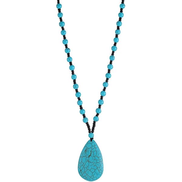 Collana Choker Geometrica Con Cerchi E Foglia Turchese – Tessuto Flocking – Donna