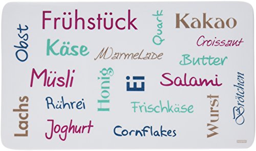 Kesper 32358 Dekor-Frühstücksbrettchen "Frühstück" aus Melamin, Bunt, 23,5 x 14 x 0,4 cm