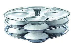 HOMEST 3 Plates Stainless Steel Heavy Quality Idli Stand for 3 Liter Cooker/Idli Maker Makes 12 Medium Size Idlis at Once. (3)