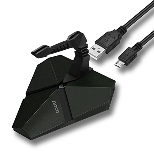 [Neuer Release] Hoco 3 High Speed USB 2.0 Hub mit TF Kartenleser, Kissralr® Bungee Mouse Cord Management System, Sieben Wechselfarben Backlit LED Licht, Skorpion Aussehen Silikon Maus Kabel Tidy Perfekt für Spiele und Office Business - Schwarz