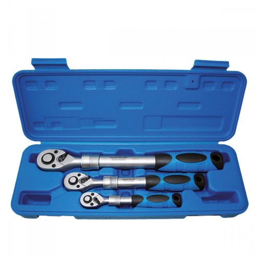 Stahl-Kraft Teleskop Umschaltknarre Set 3tlg Chrom Vandium