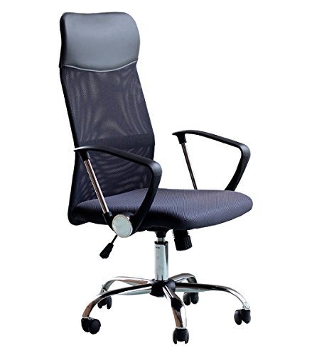 EBS Chaise de Bureau pivotante avec roulettes de sécurité et Pieds chromés Noir