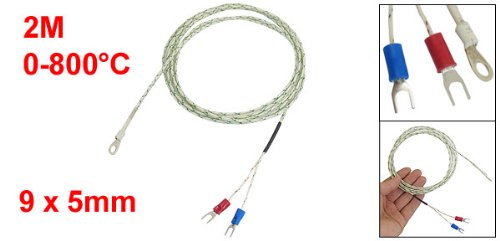sourcingmap® Type-K-Thermoelement 800C, 9 mm x5 mm Temperatursensorring, 2 m - 2