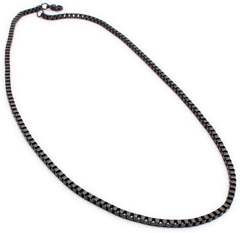 K Mega Jewelry Stainless Steel Black Cube Linking Mens Necklace length:20" width:3mm(With Gift Bag）