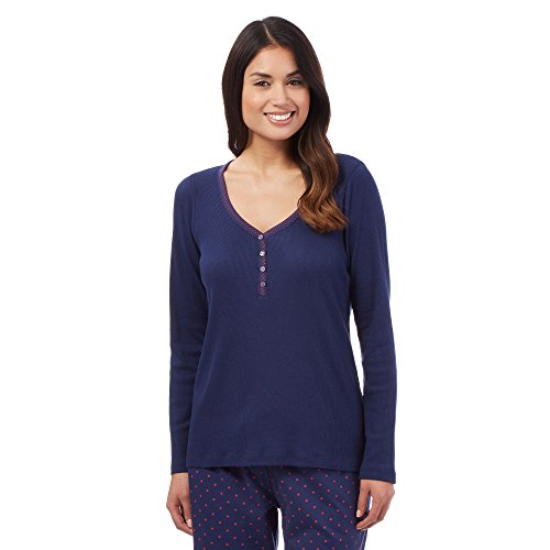 Lounge & Sleep Womens Petite Navy Ribbed Long Sleeved Pyjama Top 12