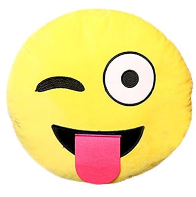 Stillcool Icône Emoji Emoticône Smiley Jaune Ronde Coussin de Canapé épaulière d'oreiller peluche avec Remplissage (05)