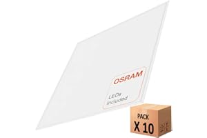 FactorLED Pack x10 Panel LED Slim 60x60cm 48W, Premium Line, NO FLICK, 5280 lúmenes, Drivers Multivatios, Paneles Backlit, IP20, Luz Blanca Fría 5700K