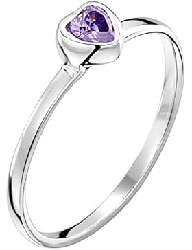 Jo for Girls Solitär-Ring Sterling-Silber 925 Zirkonia Violett