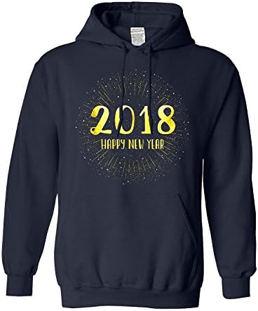 XiXiDiy Happy New Year 2018 Men's Warm Tracksuit Roundneck Hoodies Hooded Sweatshirt(XX-Large,Navy Blue)