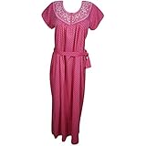 Indiatrendzs Women Embroidered Night Dress Cotton Blend Nightwear Nighty (Chest 44)