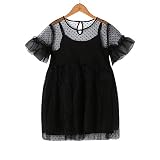 JUTOO Kinder Infant Kid Girls Solid Dot Net Garn lässig Princess Dress Clothes （Schwarz，140）