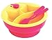 FOR BABIES - 3 Compartment Food Warmer Baby plate Set - Easy & Safe (Pink/Yellow)