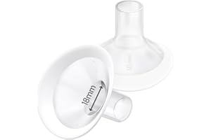 GOCROWEEN 2pcs 18mm Soft Rim Flanges with 106 Degree Wider Opening Angle for Medela Breast Pump, PersonalFit, Freestyle, Maxflow, Freestyle Flex Swing Maxi Connector,Lansinoh Signature Pro