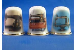 Birchcroft China Porcelaine Fine à Collectionner Lot de 3 dés à Coudre Vintage Singer Machines à Coudre