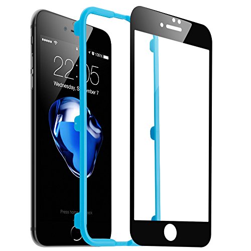 iPhone 7 Screen Protector, ESR Full Coverage Tempered Glass with [Free Installation Tool] , [3D Touch Compatible] Anti-Scratch Anti-Fingerprint Coating for 4.7'' iPhone 7 (Black) [Lifetime Warranty]