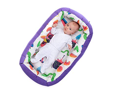Nido para bebes nest reductor protector cuna para cama desenfundable Edad 0 a 6 meses Cuna viaje portátil Fabricado en España Varios Modelos Tamaño único (BUGS PARTY)