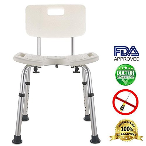Preisvergleich Produktbild Duschstuhl Badestuhl Duschhocker Badehocker mit Rückenlehne Höhenverstellbar Medical Weiß 48 x 33 x 69-86cm 150kg