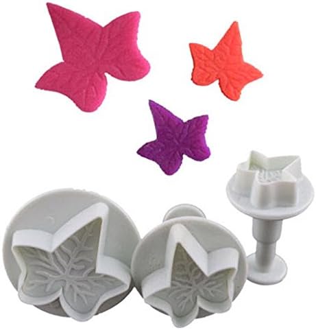 jileSM 3Pcs Maple Leaf Shaped Fondant Cake Mold Plunger Cutter