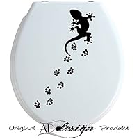 TREND DESIGN - Aufkleber für WC Toiletten Deckel ***Gecko mit Fußspuren*** (Größen + Farbauswahl)