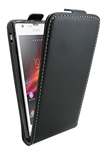 Funda con tapa para Sony Xperia SP en Negro Bolso Plegable Funda   energmix