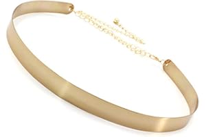 QUESUC Cinturón de cadena de metal dorado para mujer, cintura brillante, ajustable, placa de metal, accesorios decorativos, cinturón de vestido (ancho 2 cm), dorado, L