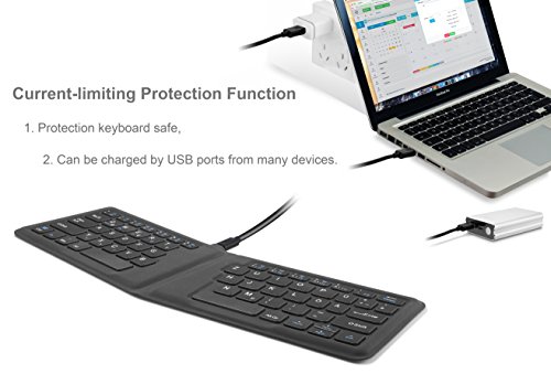 Supremery Bluetooth Tastatur Wireless Keyboard – faltbar, schnurlos, ergonomisches Design und Ultra Slim für Windows PC/ Tablet/ Smartphone (QWERTZ, deutsches Tastaturlayout) - 6