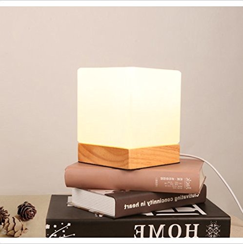icase4u® Moderne Einfachheit Holz Nachttischlampen Table Lamp Tischlampe Decorative Lamp Schreibtischlampe (A) - 4